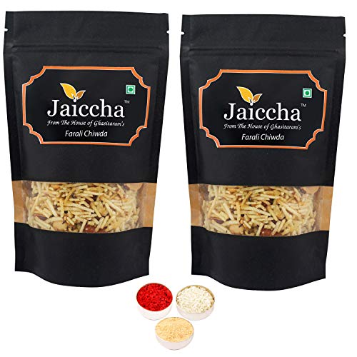 Jaiccha Ghasitaram Bhaidooj Gifts - Farali Chiwda 400 GMS in Black Paper Pouch von Jaiccha