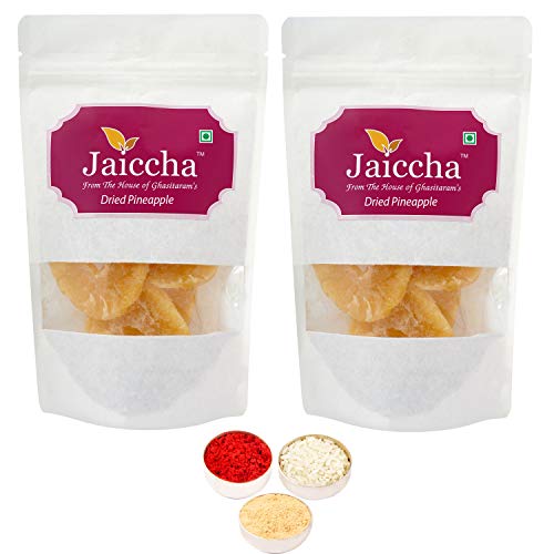 Jaiccha Ghasitaram Bhaidooj Gifts - Dried Pineapple 400 GMS in White Paper Pouch von Jaiccha