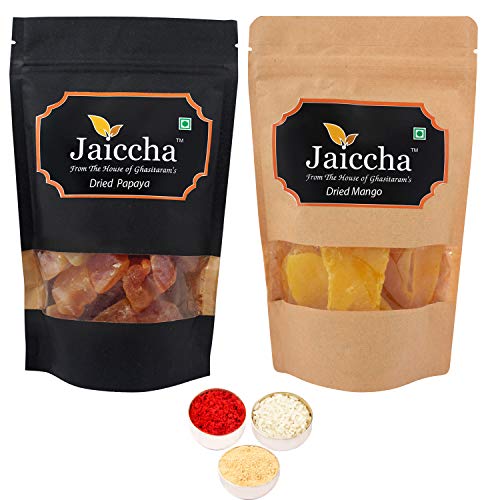 Jaiccha Ghasitaram Bhaidooj Gifts - Pack of 2 Papaya, Mango Pouches Small 200 GMS Jaiccha Ghasitaram Bhaidooj Gifts - Pack of 2 Papaya, Mango Pouches Small 200 GMS von Jaiccha