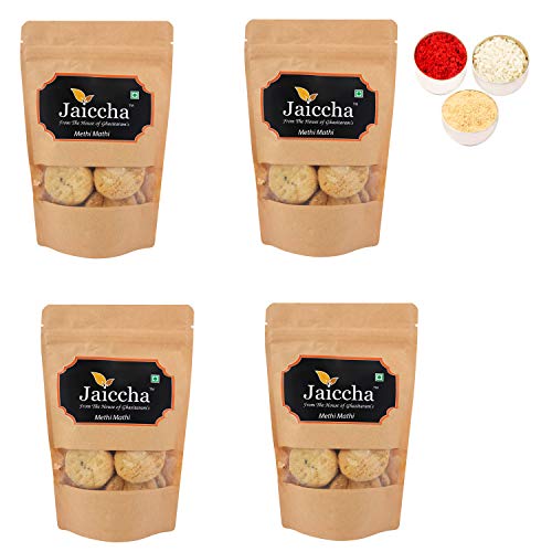 Jaiccha Ghasitaram Bhaidooj Gifts - Pack of 4 Methi Mathi 150 GMS in Brown Paper Pouch von Jaiccha