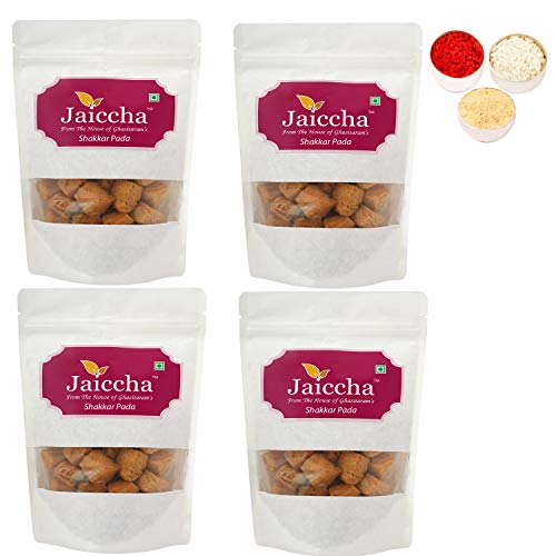 Jaiccha Ghasitaram Bhaidooj Gifts - Pack of 4 Shakkar Pada 150 GMS in Green Paper Pouch von Jaiccha