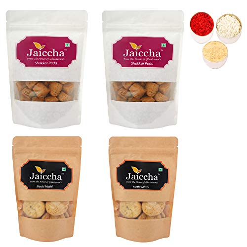 Jaiccha Ghasitaram Bhaidooj Gifts - Pack of 4 Shakkar Pada and Methi Mathi Pouches von Jaiccha