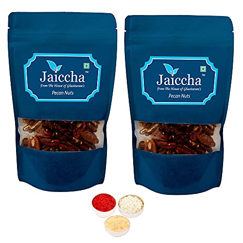 Jaiccha Ghasitaram Bhaidooj Gifts - Pecan Nuts 400 GMS in White Paper Pouch von Jaiccha