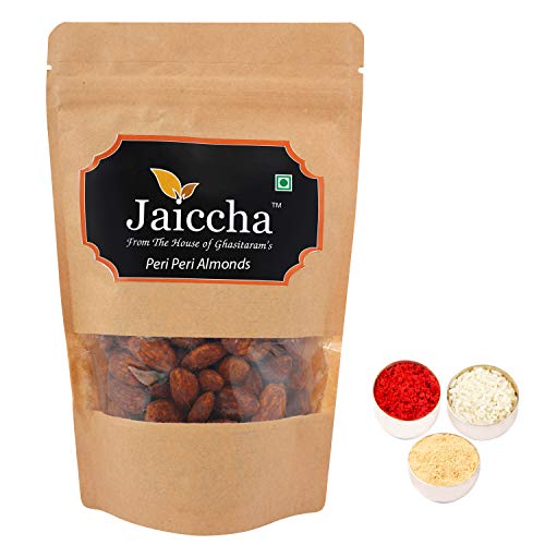 Jaiccha Ghasitaram Bhaidooj Gifts - Peri Peri Almonds 200 GMS in Brown Paper Pouch von Jaiccha