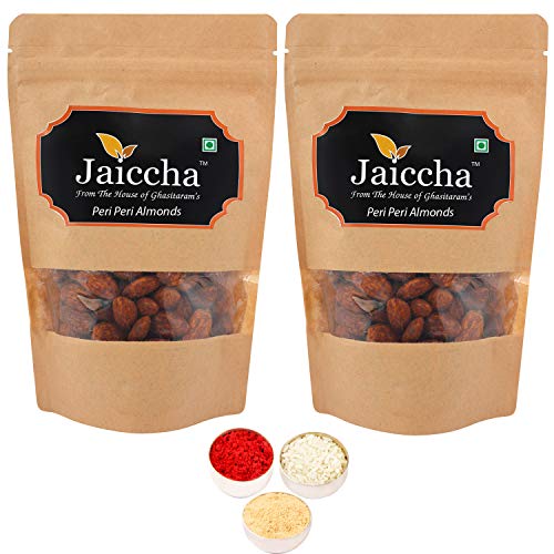 Jaiccha Ghasitaram Bhaidooj Gifts - Peri Peri Almonds 400 GMS in Brown Paper Pouch von Jaiccha
