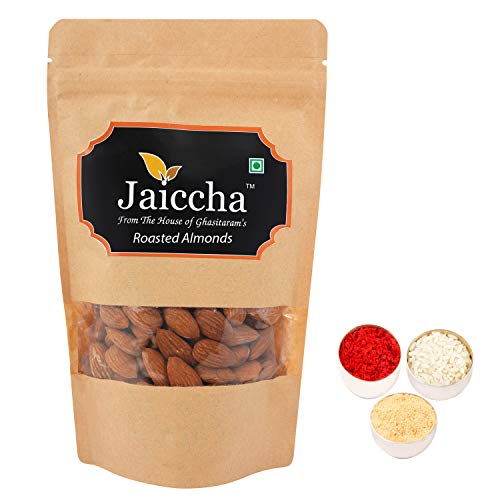 Jaiccha Ghasitaram Bhaidooj Gifts - Roasted Salted American/ California Almonds 200 GMS in Brown Paper Pouch von Jaiccha