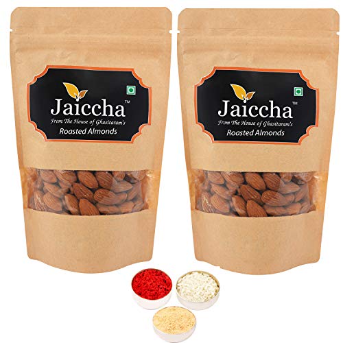 Jaiccha Ghasitaram Bhaidooj Gifts - Roasted Salted American/ California Almonds 400 GMS in Brown Paper Pouch von Jaiccha