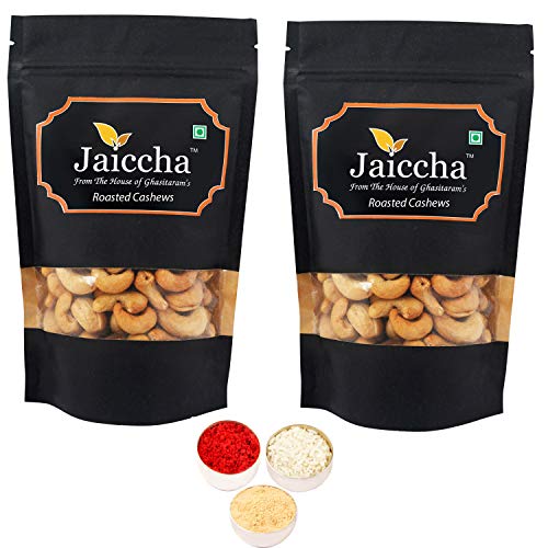 Jaiccha Ghasitaram Bhaidooj Gifts - Roasted Salted Cashews 400 GMS in Black Paper Pouch von Jaiccha