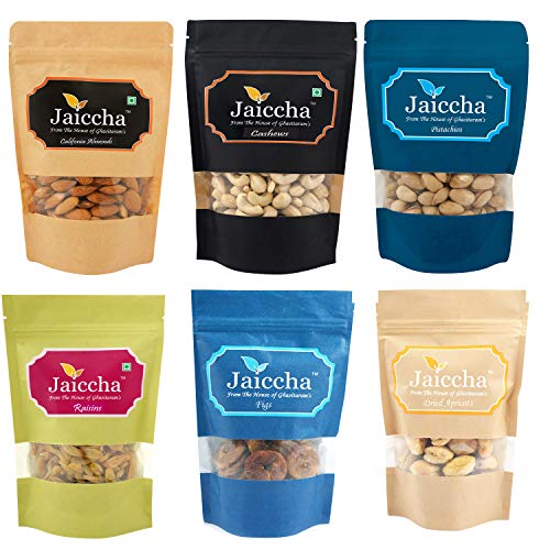 Jaiccha Ghasitaram Diwali Gifts Best of 6 dryfruits Cashews, Almonds, Raisins, Pistachios, Figs and Dried Apricots von Jaiccha