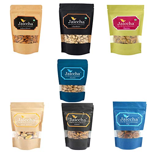 Jaiccha Ghasitaram Diwali Gifts Best of 7 Dryfruits Cashews, Almonds, Raisins, Pistachios, Figs , Dried Apricots and Walnuts von Jaiccha