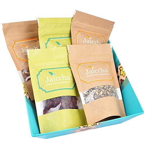 Jaiccha Ghasitaram Diwali Gifts Medium Basket of Almonds, Rasins, Cranberry, Blueberry and Mix Seeds von Jaiccha