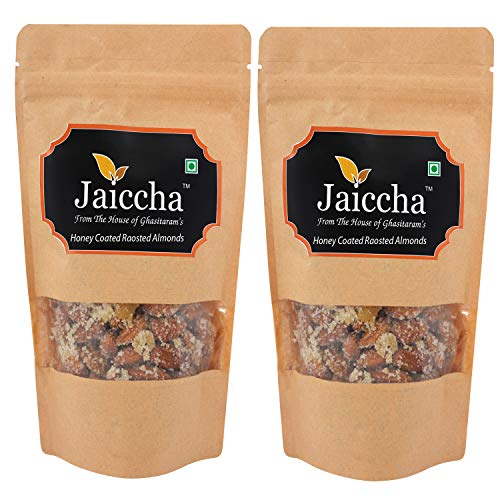 Jaiccha Ghasitaram Honey Coated Roasted Almonds 400 GMS in Brown Paper Pouch von Jaiccha