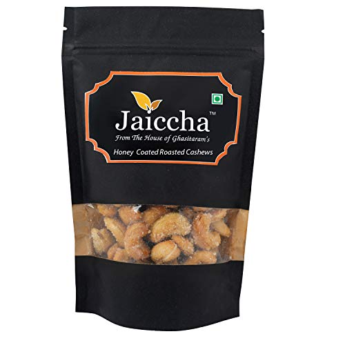 Jaiccha Ghasitaram Honey Coated Roasted Cashews 200 GMS in Black Paper Pouch von Jaiccha