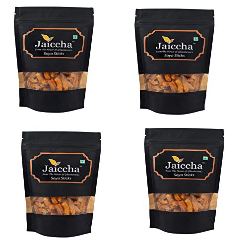 Jaiccha Ghasitaram Namkeen - Pack of 4 SOYA Sticks 100 GMS in Black Paper Pouch von Jaiccha