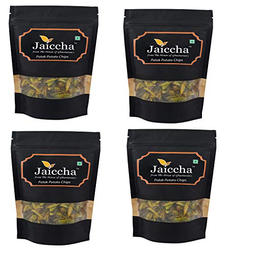 Jaiccha Ghasitaram Namkeen - Palak Potato Chips 400 GMS in Black Paper Pouch von Jaiccha