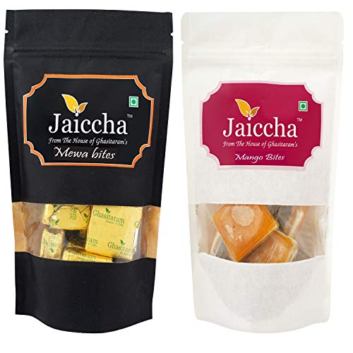 Jaiccha Ghasitaram Pack of 2 MEWA Bites and Mango Bites Pouches 200 GMS Jaiccha Ghasitaram Pack of 2 MEWA Bites and Mango Bites Pouches 200 GMS von Jaiccha