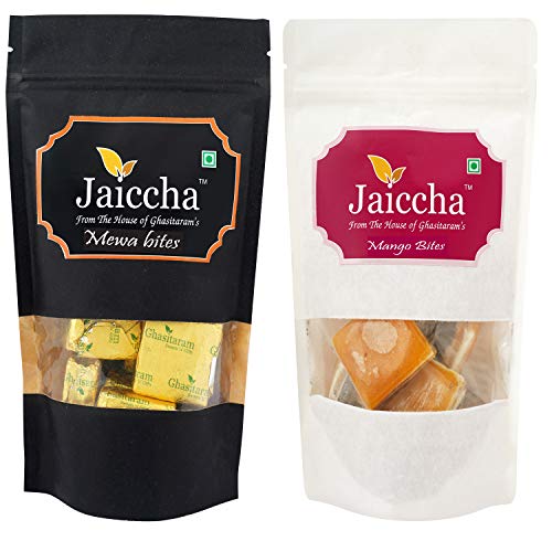 Jaiccha Ghasitaram Pack of 2 MEWA Bites and Mango Bites Pouches 200 GMS von Jaiccha
