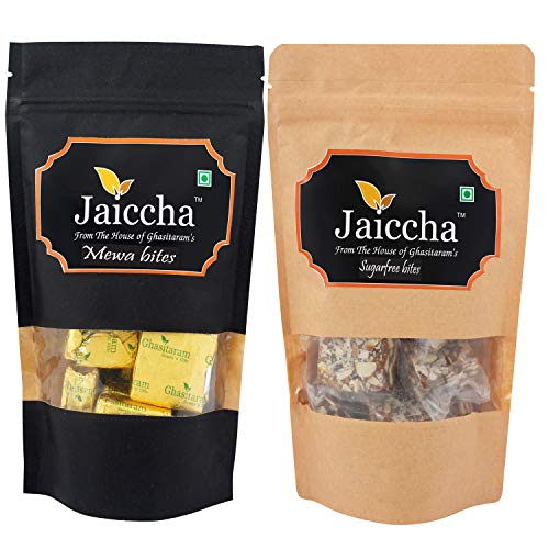 Jaiccha Ghasitaram Pack of 2 MEWA Bites and Sugarfree Bites Pouches 200 GMS von Jaiccha