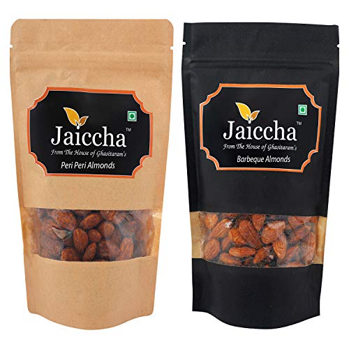 Jaiccha Ghasitaram Pack of 2 Peri Peri, Barbeque Almonds Pouches 200 GMS von Jaiccha
