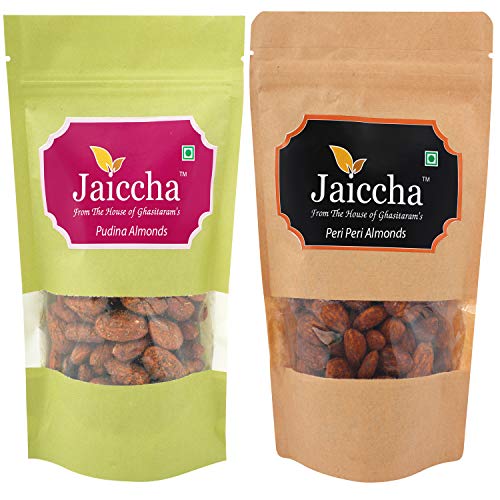 Jaiccha Ghasitaram Pack of 2 Peri Peri, Pudina Almonds Pouches 200 GMS von Jaiccha