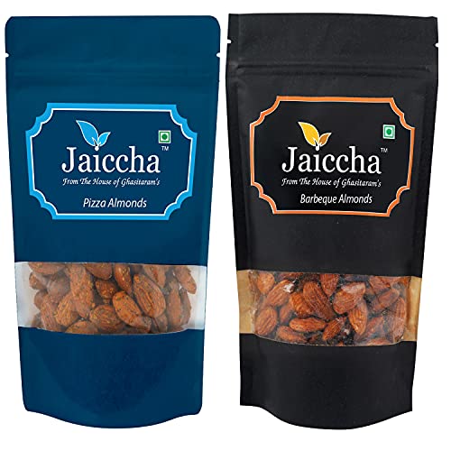 Jaiccha Ghasitaram Pack of 2 Pizza, Barbeque Almonds Pouches 400 GMS von Jaiccha