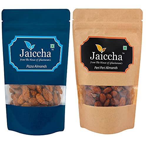 Jaiccha Ghasitaram Pack of 2 Pizza, Peri Peri Almonds Pouches 200 GMS Jaiccha Ghasitaram Pack of 2 Pizza, Peri Peri Almonds Pouches 200 GMS von Jaiccha