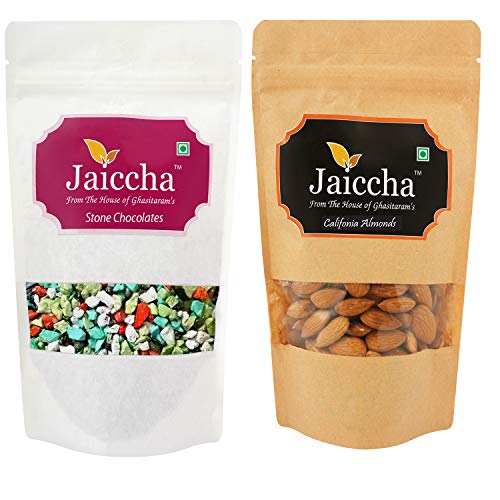 Jaiccha Ghasitaram Pack of 2 Stone Chocolate and Almond Pouches 200 GMS Jaiccha Ghasitaram Pack of 2 Stone Chocolate and Almond Pouches 200 GMS von Jaiccha