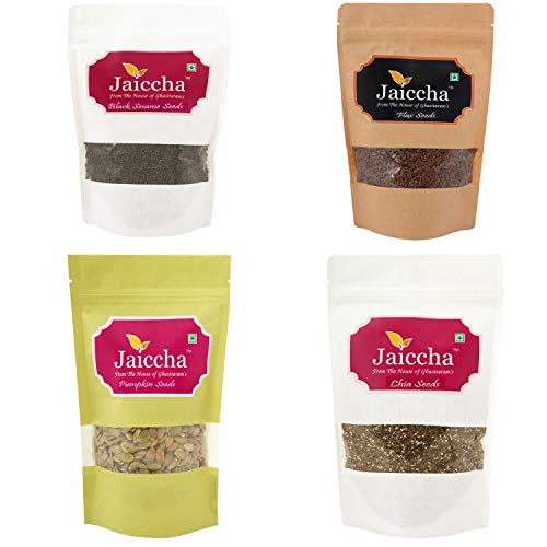 Jaiccha Ghasitaram Pack of 4 Pumpkin, Flax, Chia and Black Sesame Seeds 400 GMS von Jaiccha