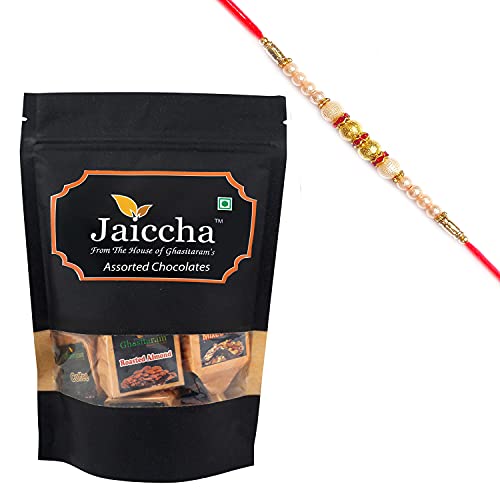 Jaiccha Ghasitaram Rakhi Gift for Brother - Assorted Chocolates 200 GMS with Pearl Rakhi Jaiccha Ghasitaram Rakhi Gift for Brother - Assorted Chocolates 200 GMS with Pearl Rakhi von Jaiccha