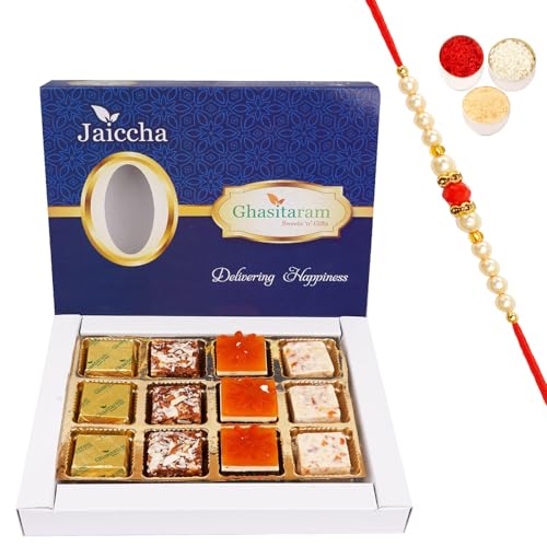 Jaiccha Ghasitaram Rakhi Gifts for Brothers Assorted 4 Bites Box 12 pcs with Beads Rakhi Jaiccha Ghasitaram Rakhi Gifts for Brothers Assorted 4 Bites Box 12 pcs with Beads Rakhi von Jaiccha