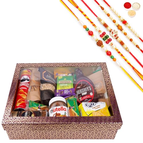 Jaiccha Ghasitaram Rakhi Gifts for Brothers Big Hamper Box of 20 Goodies with 5 Rakhis von Jaiccha