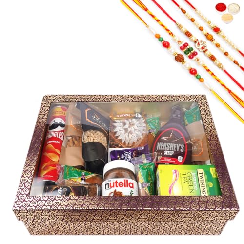 Jaiccha Ghasitaram Rakhi Gifts for Brothers Big Hamper Box of 20 Goodies with Kaju Katli with 5 Rakhis von Jaiccha