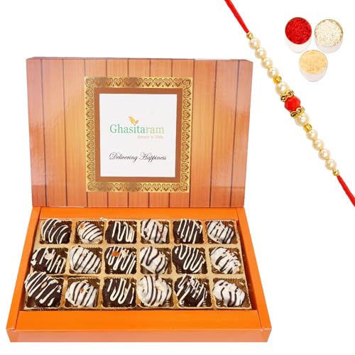 Jaiccha Ghasitaram Rakhi Gifts for Brothers Chocolate Dates 18 pcs with Beads Rakhi von Jaiccha