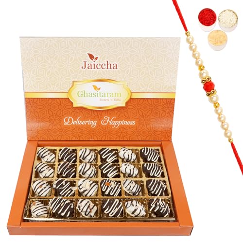 Jaiccha Ghasitaram Rakhi Gifts for Brothers Chocolate Dates 24 pcs with Beads Rakhi von Jaiccha