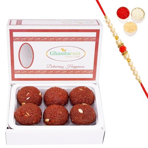 Jaiccha Ghasitaram Rakhi Gifts for Brothers Chocolate Motichoor Laddoo 200 GMS with Beads Rakhi Jaiccha Ghasitaram Rakhi Gifts for Brothers Chocolate Motichoor Laddoo 200 GMS with Beads Rakhi von Jaiccha