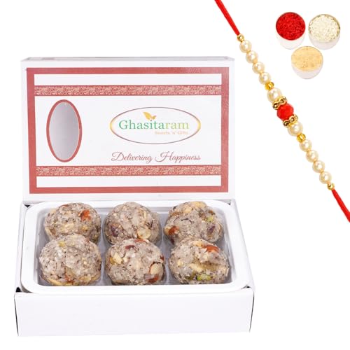 Jaiccha Ghasitaram Rakhi Gifts for Brothers Ding Coconut Laddoo 6 pcs with Beads Rakhi Jaiccha Ghasitaram Rakhi Gifts for Brothers Ding Coconut Laddoo 6 pcs with Beads Rakhi von Jaiccha