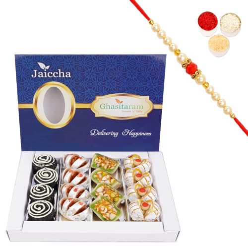 Jaiccha Ghasitaram Rakhi Gifts for Brothers Dryfruit Fancy Sweets 400 GMS with Beads Rakhi Jaiccha Ghasitaram Rakhi Gifts for Brothers Dryfruit Fancy Sweets 400 GMS with Beads Rakhi von Jaiccha