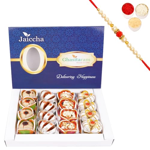 Jaiccha Ghasitaram Rakhi Gifts for Brothers Dryfruit Special Fancy Sweets 400 GMS with Beads Rakhi Jaiccha Ghasitaram Rakhi Gifts for Brothers Dryfruit Special Fancy Sweets 400 GMS with Beads Rakhi von Jaiccha