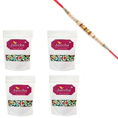 Jaiccha Ghasitaram Rakhi Gifts for Brothers Rakhi Chocolate - Stone/Rock Chocolates 800 GMS in White Paper Pouch with Pearl Rakhi Jaiccha Ghasitaram Rakhi Gifts for Brothers Rakhi Chocolate - Stone/Rock Chocolates 800 GMS in White Paper Pouch with Pearl Rakhi von Jaiccha