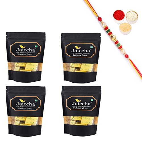 Jaiccha Ghasitaram Rakhi Gifts for Brothers Rakhi Sweets - MEWA Bites 800 GMS in Black Paper Pouch with Beads Rakhi Jaiccha Ghasitaram Rakhi Gifts for Brothers Rakhi Sweets - MEWA Bites 800 GMS in Black Paper Pouch with Beads Rakhi von Jaiccha