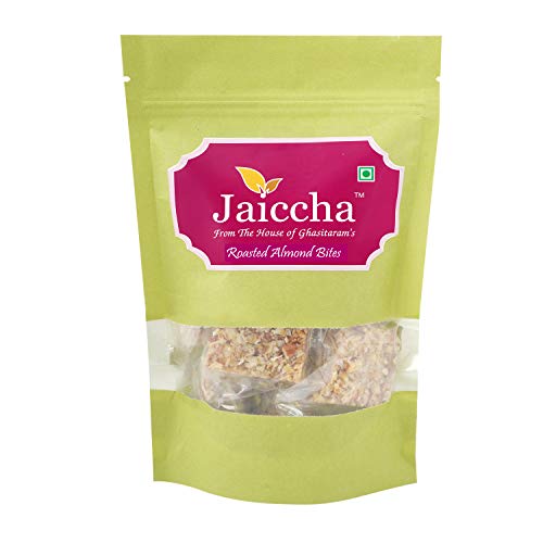 Jaiccha Ghasitaram Roasted Almond Bites 200 GMS in Green Paper Pouch von Jaiccha