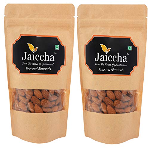 Jaiccha Ghasitaram Roasted Salted American/ California Almonds 400 GMS in Brown Paper Pouch von Jaiccha
