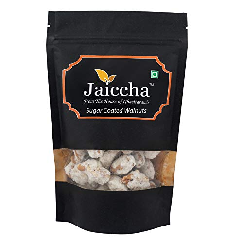 Jaiccha Ghasitaram Sugar Coated Walnuts 200 GMS in Black Paper Pouch von Jaiccha