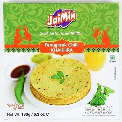 Jaimin Khakhra Bockshornklee & Chili Weizen-Snack - 180g - 3er-Packung von Jaimin