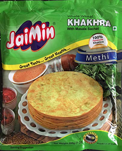 Jaimin Vollkorn Methi Khakhra Weizen-Snack mit Bockshornklee-Geschmack - 200g von Jaimin