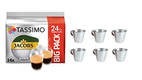 Espresso Ristretto XL 24 Kaffee Kapseln im Big Pack, 163.8 g plus 6 Gläser Espresso von James Premium