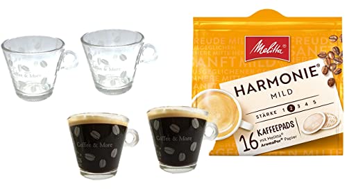 Kaffeepads Packung + 2 Gläser mit Henkel 200ml von James Premium