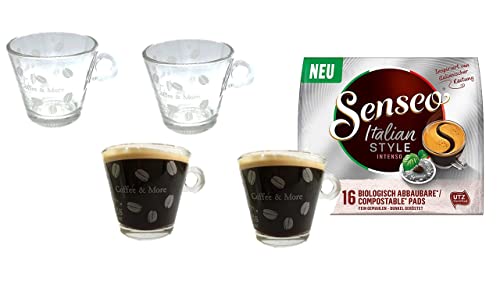 Kaffeepads Packung + 2 Gläser mit Henkel 200ml von James Premium