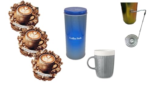 ***Kaffeepads Premium Set Caffe Latte 3er Pack, Kaffee Pads, je 10 Pads, mit Paddose + Keramiktasse mit Henkel ***Kaffeepads Premium Set Caffe Latte 3er Pack, Kaffee Pads, je 10 Pads, mit Paddose + Keramiktasse mit Henkel von James Premium