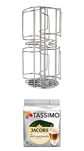 Metallkapselhalter für 48 Tassimo-Kaffeekapseln, Kaffeekapseln Karussell- Kapselspender, Kapselhalter zur Aufbewahrung, Halter Silber Solide drehbare Halterung Kapselständer Dispenser von James Premium